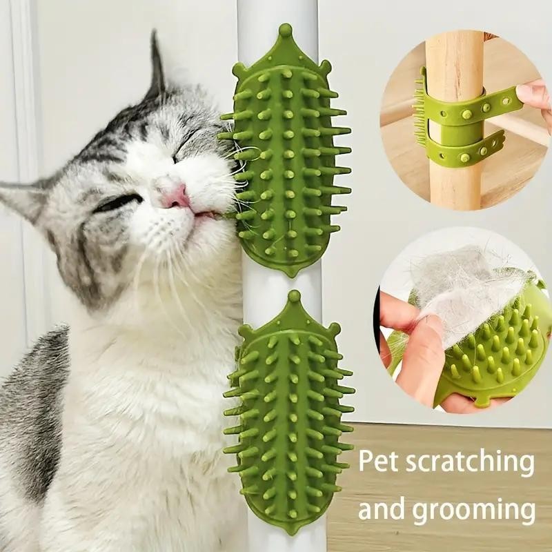 Selbstpflegender Katzenkratzbaum aus Gummi – Kann an Wand und Tischbeinen montiert werden, Flexible Borsten, Nicht elektrisch