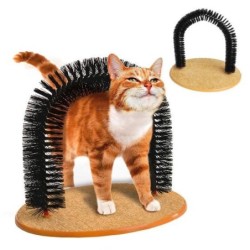 Katzenbogen-Pflegebürste, interaktiver Katzen-Selbstpfleger mit Kratzkissen, Katzengesichts-Kratz-Massagebürste für Hauskatze