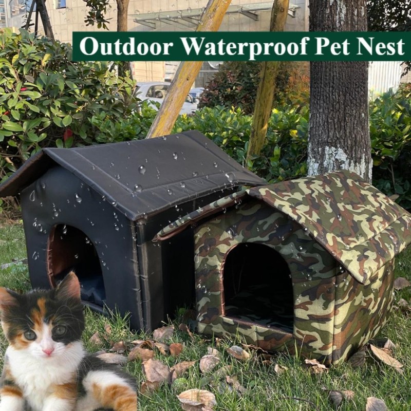 Katzenhaus für draußen, warm und wasserdicht, Katzennest für streunende Katzen, faltbar, geschlossen, regenfest, Hundehaus fü