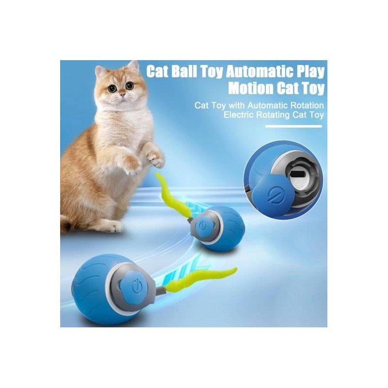 Elektrisches Katzenballspielzeug, intelligentes selbstrollendes Ballspielzeug, bissfestes, über USB wiederaufladbares Haustie
