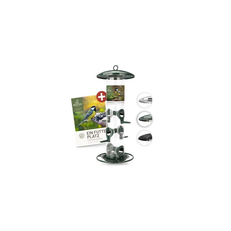wildtier liebe Futtersäule für Samen, Körner & Kerne 35cm, Grün