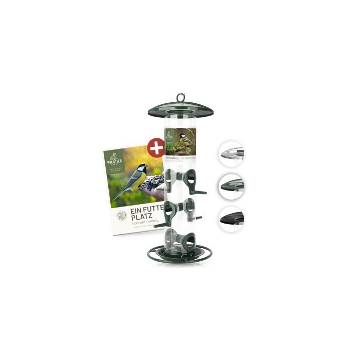 wildtier liebe Futtersäule für Samen, Körner & Kerne 35cm, Grün