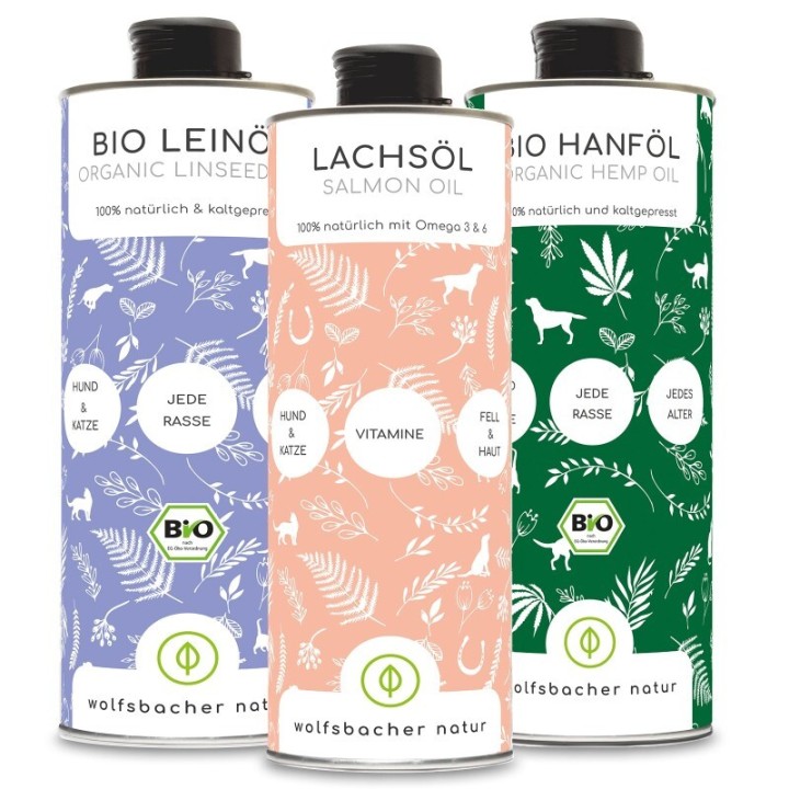 Wolfsbacher Natur Futteröl Set 3 x 1 Liter