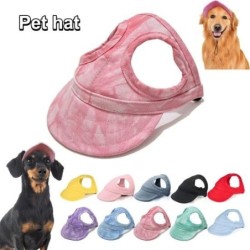 Hunde-Strandhut, Sonnenschutz, Haustier-Baseballkappe mit Ohrlöchern, Hunde-Canvas-Visier-Outfit, Welpen-Sonnenhaube, Strand-