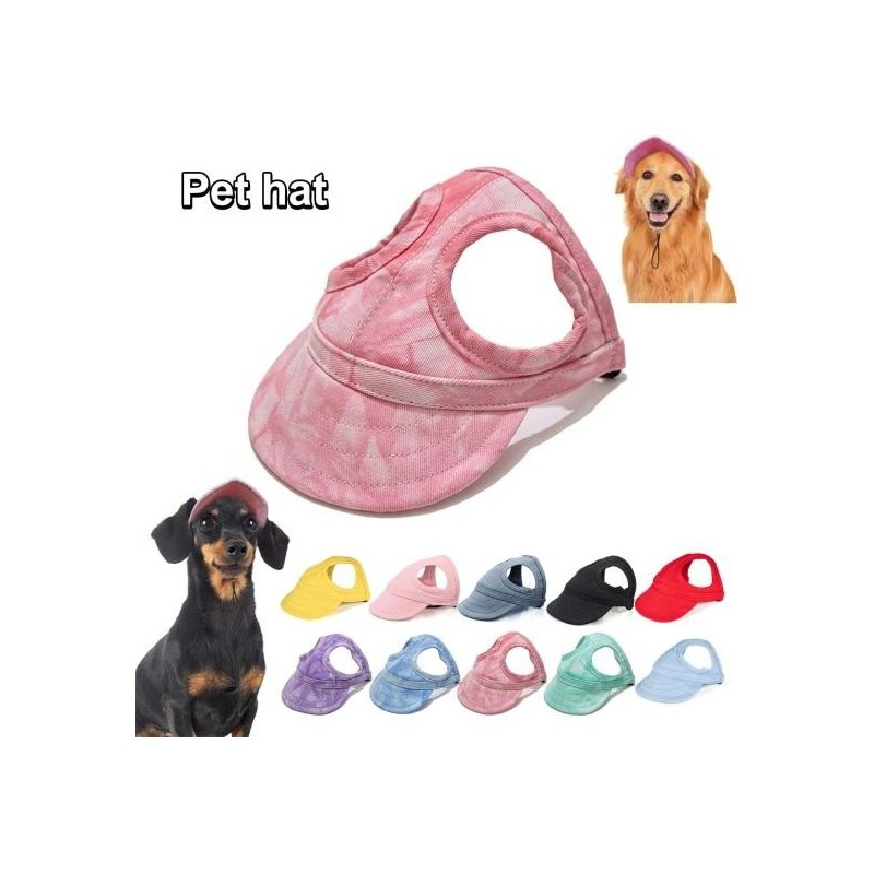 Hunde-Strandhut, Sonnenschutz, Haustier-Baseballkappe mit Ohrlöchern, Hunde-Canvas-Visier-Outfit, Welpen-Sonnenhaube, Strand-