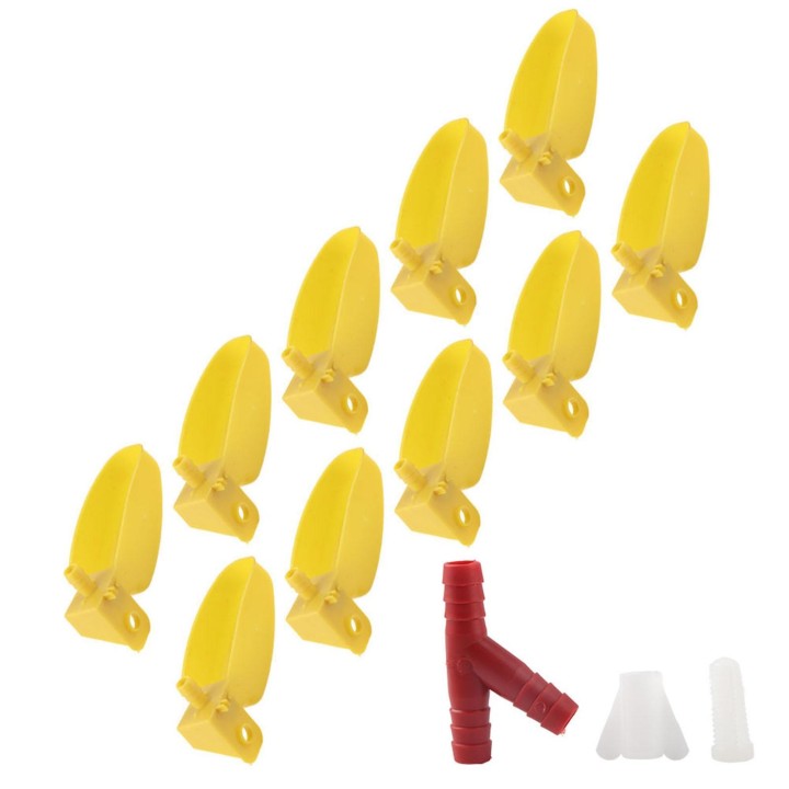 10 Stück automatische Tränken, gelbe Trinkbecher, Schüssel für Wachtel, Hühner, Vögel, große Größe Left