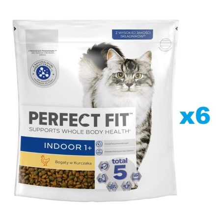 PERFECT FIT (Indoor 1+) 6x750g Reich an Huhn – Trockenfutter für Wohnungskatzen