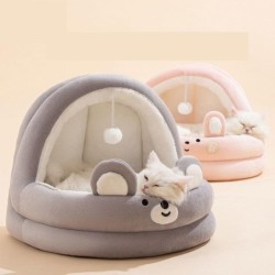 Winter Warmes Haustier-Hundebett, bequemer Donut, rund, weich, waschbar, Korallenvlies, Schlafbett für Hunde und Katzen, Kiss