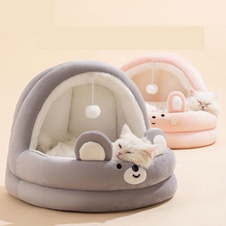 Winter Warmes Haustier-Hundebett, bequemer Donut, rund, weich, waschbar, Korallenvlies, Schlafbett für Hunde und Katzen, Kiss