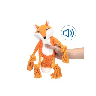 nobleza Plüsch-Hundespielzeug Fuchs mit Seil & Sound – Kuschelig & Robust