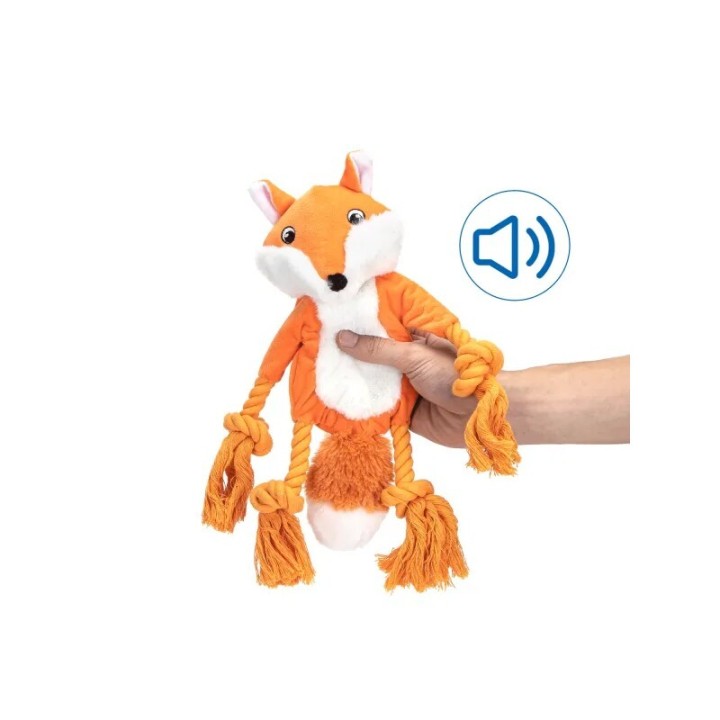 nobleza Plüsch-Hundespielzeug Fuchs mit Seil & Sound – Kuschelig & Robust