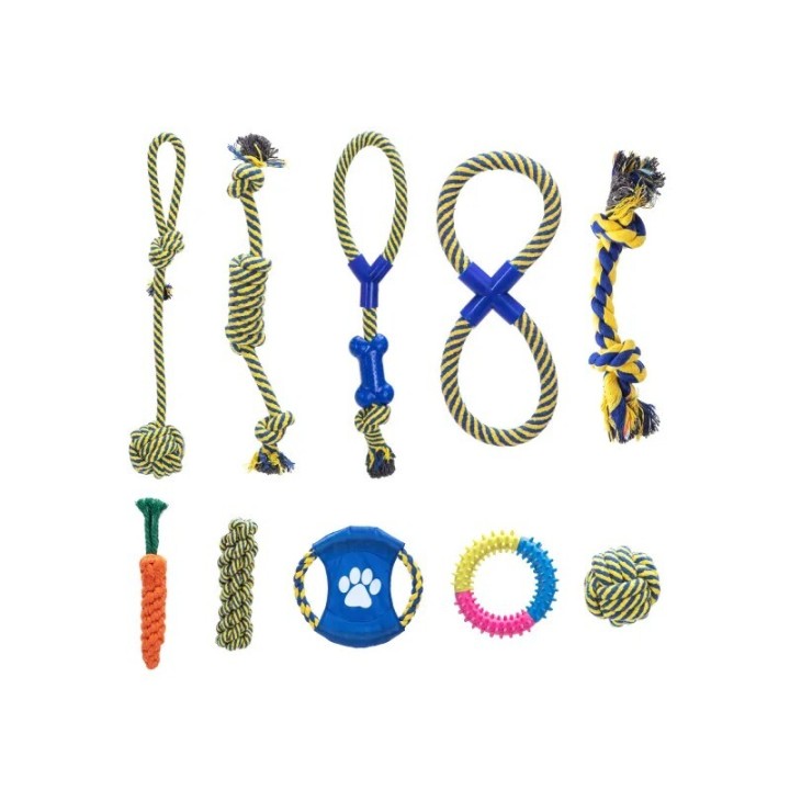 nobleza 10-teiliges Hundespielzeug-Set – Baumwollseile für Kauen, Ziehen & Zahnpflege