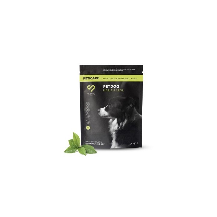 Peticare Muskulatur Pulver für Hunde, mit essenziellen Aminosäuren, Kollagen 125 g