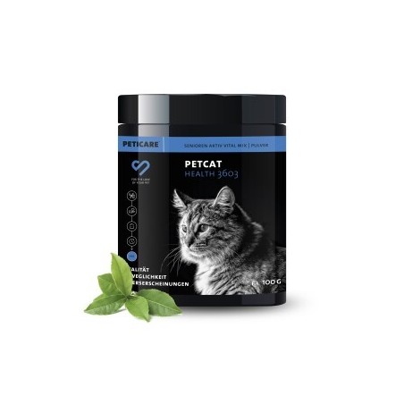 Peticare Senior Pulver für Katzen, fördert Vitalität & Beweglichkeit im Alter | 100 gr