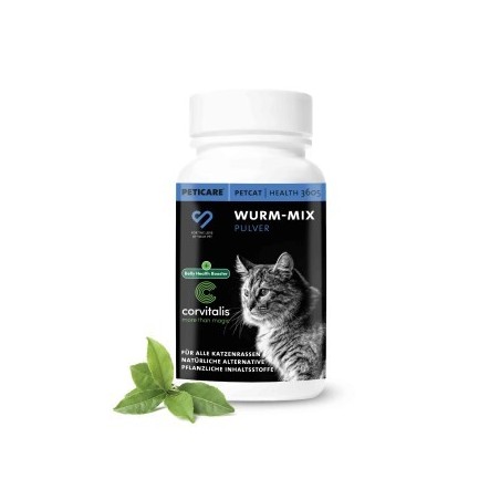 Peticare Wurm-Mix Pulver für Katzen, Natürliche Alternative | 60 gr