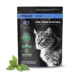 Peticare Probiotika & Präbiotika Pulver für Katzen, Darm-Sanierung, Darmflora | 100 gr