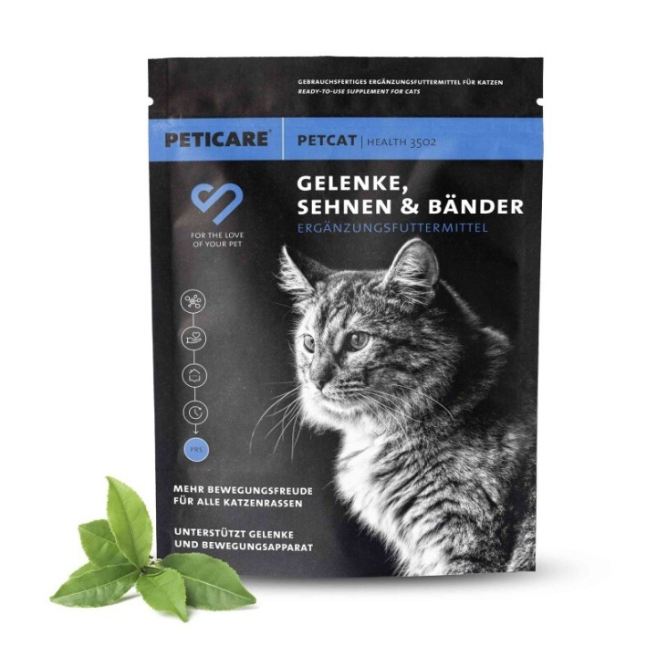 Peticare Gelenkpulver für Katzen, Mit MSM, Kollagen, stärkt Knochen, Gelenke | 125 gr