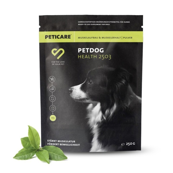 Peticare Muskulatur Pulver für Hunde, mit essenziellen Aminosäuren, Kollagen 125 g