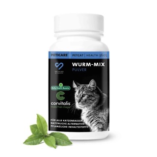 Peticare Wurm-Mix Pulver für Katzen, Natürliche Alternative | 60 gr