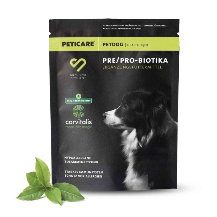 Peticare Probiotika & Präbiotika Pulver für Hunde, Darm-Sanierung, Darmflora 125 ml
