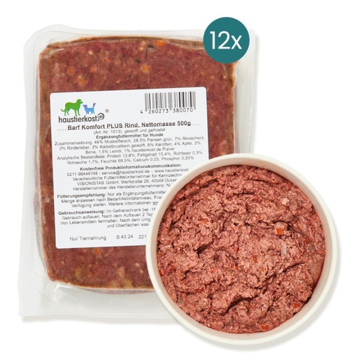 haustierkost.de BARF Komfort PLUS Rind Frostfutter 12 x 500 g