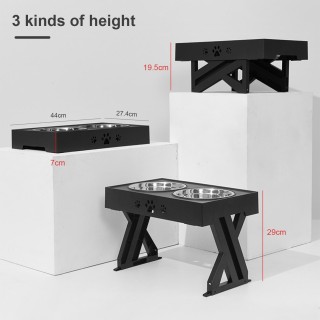 Verstellbarer, erhöhter Hundenapftisch mit doppeltem Edelstahlnapf, erhöhter Hundeständer für Katzen und Haustiere schwarz