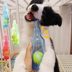 Kauspielzeug für Haustiere, TPR, bissfeste Bierflasche mit Tennisball, Spielzeug für Welpen, Zähneknirschen, Kauen, quietsche