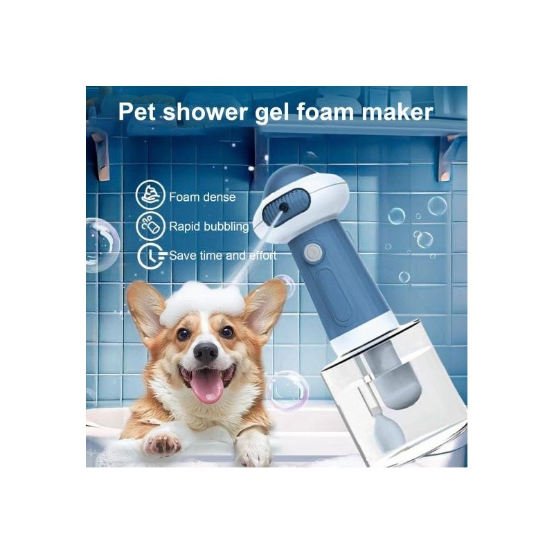 400 ml elektrischer Schaumshampoospender für Hunde- und Katzenbäder, wiederaufladbarer Seifen-Shampoo-Aufschäumer, Seifenblas