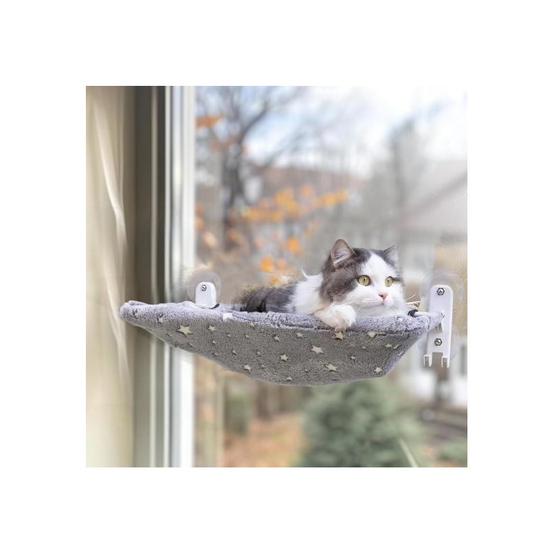 Faltbarer Katzenfenstersitz, im Dunkeln leuchtende Katzenhängematte, kabelloses Katzenbett mit Saugnäpfen, Katzensonnensitz z