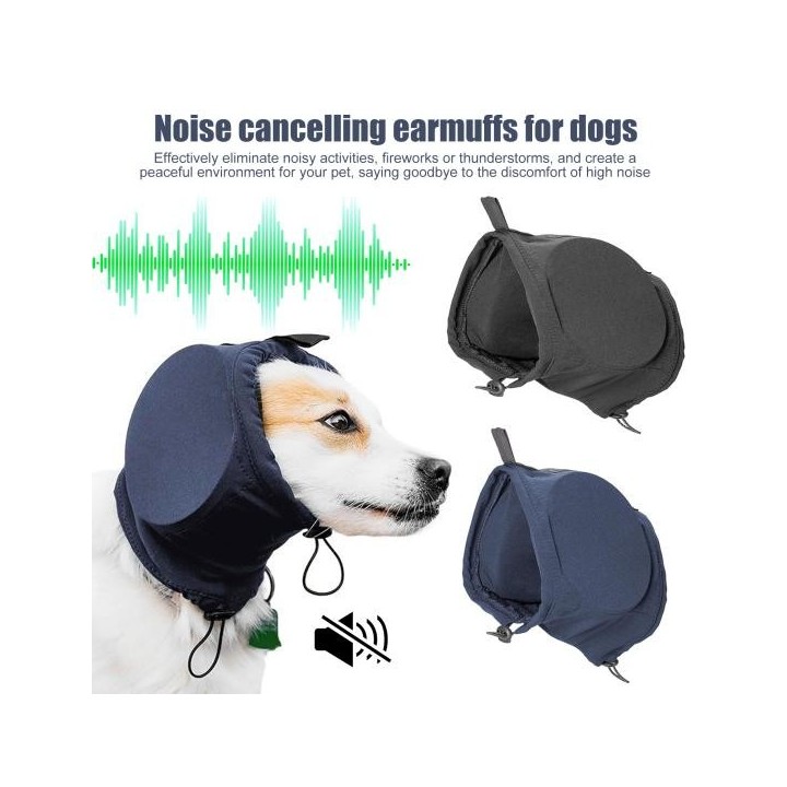 Beruhigender Kapuzenpullover für Hunde, Ohrenschützer für Haustiere, verstellbar, Geräuschunterdrückung, Gehörschutz für Haus
