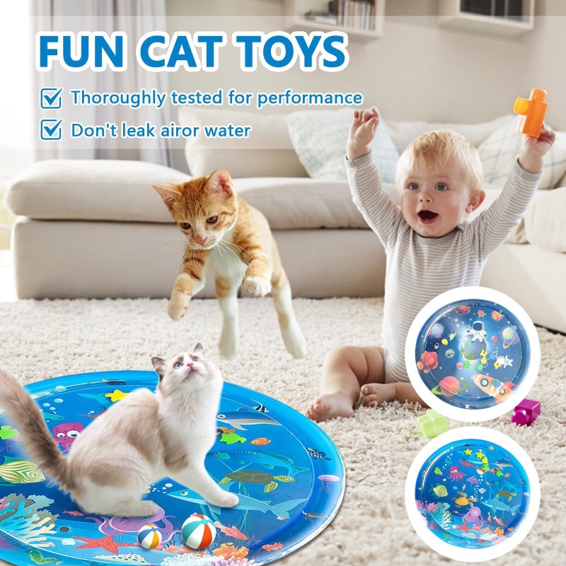 Wassersensorische Spielmatte für Katzen, Katzenspielzeug für gelangweilte Hauskatzen, Katzenspielzeug-Selbstspielmatte, Inter