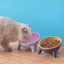 Multifunktionaler runder Stativ-Futternapf in Kontrastfarbe für Katzen und Hunde, Anti-Umkipp-Wassernäpfe, stabiler Stand, ei
