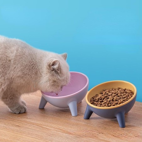 Multifunktionaler runder Stativ-Futternapf in Kontrastfarbe für Katzen und Hunde, Anti-Umkipp-Wassernäpfe, stabiler Stand, ei