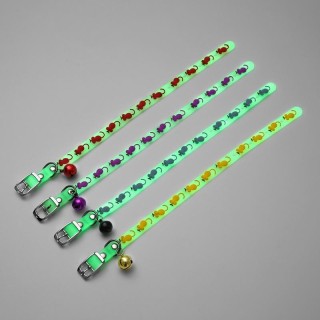 Leuchtende Halsbänder aus Silikon für Katzen mit Glöckchen für Welpen, Kätzchen, Nachtspaziergang, Anti-Verlust-Halskette, Ri