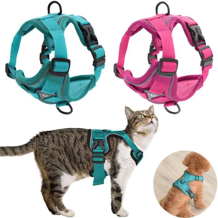 Verstellbares Katzengeschirr und Leinen-Set für Haustiere, atmungsaktive Katzenweste aus Mesh, ausbruchsicheres Geschirr, ref