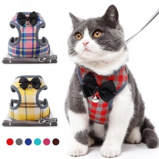 Hundegeschirr-Leine-Set, Hunde- und Katzengeschirre, Weste, Schleife, Brustgurt für Welpen, mit Glöckchen, Mops, Chihuahua, B