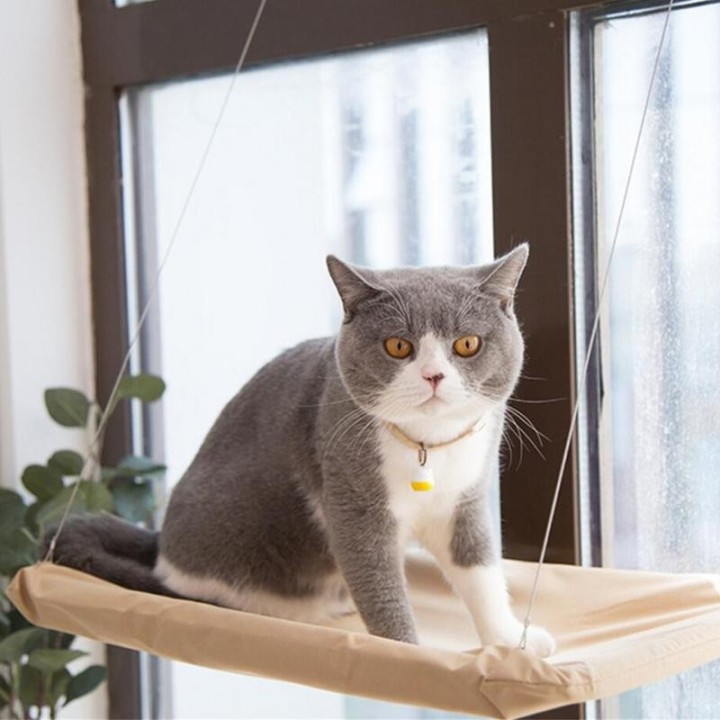 Fenster-Katzenhängematte, universelle Fenster-Katzenstange, waschbare Hängematte mit starkem Saugnapf für die Ruhepause von H
