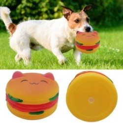 Kauspielzeug für Haustiere, Cartoon-Stil, bissfest, Hamburger-Form, lindert Angstzustände, hohe Elastizität, Zahnreinigung, w