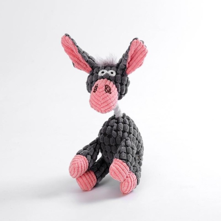 Niedliches Esel-Kauspielzeug für Hundewelpen, interaktiver Plüsch-Quietscher, langlebiges Cord-Backenzahnspielzeug, Seil, Hun