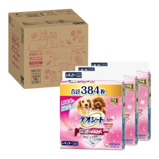 Deo-Tuch für Hunde, floraler Seifenduft, normal, 384 Tücher, Tücher x 3, Pee Pet Supplies, Unicharm Deodorant/Duft (128 Tasch