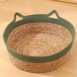 Neues Katzenbett, kreisförmiges handgewebtes Katzenbett aus Weinrebe, Sommer-Kaffeekorb aus Baumwollseil, Katzenfangkorb, Kat