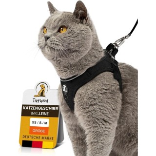 Tierhood Softgeschirr Katze mit Leine anthrazit/ schwarz XS