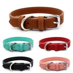 Erschwinglicher Komfort Hunde-/Katzenhalsband aus PU-Leder, verstellbar, Haustier-Zubehör für kleine Hunde, Welpen, Mascotas,
