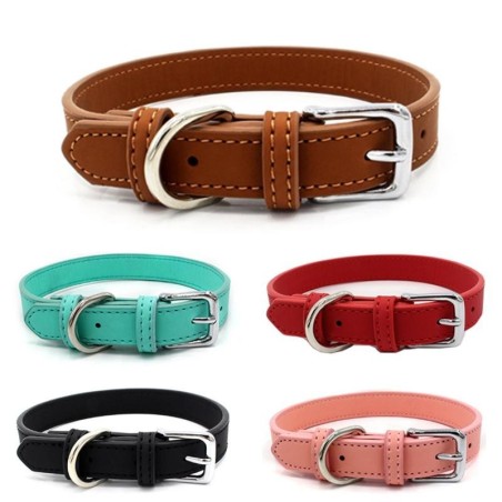 Erschwinglicher Komfort Hunde-/Katzenhalsband aus PU-Leder, verstellbar, Haustier-Zubehör für kleine Hunde, Welpen, Mascotas,