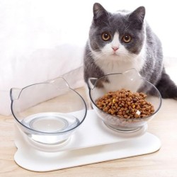 Doppelter Katzennapf, erhöhter, rutschfester Wasser- und Futternapf mit Neigungsständer für kleine Hunde, Katzen, Haustiere,