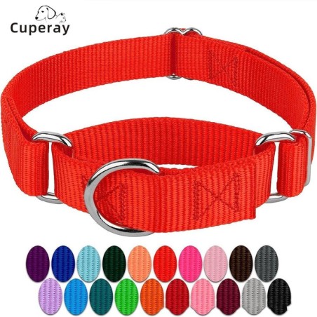 Hundehalsband, verstellbar, aus Nylon, schlagfest, mit Metall-D-Ring, robust und langlebig, für mittelgroße und große Hunde,