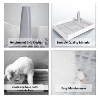 Katzentoilette mit Gitter, Hundetrainingspfanne, Käfig mit Toilettenschale, Tiertoilette für Hunde, Hamster, Small weiß