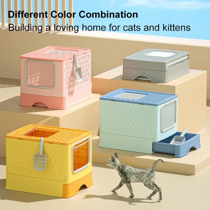 Katzentoilette mit Klapptür, geschlossene Katzentoilette für Haustiere, extragroß, vollständig geschlossene Katzentoilette gr