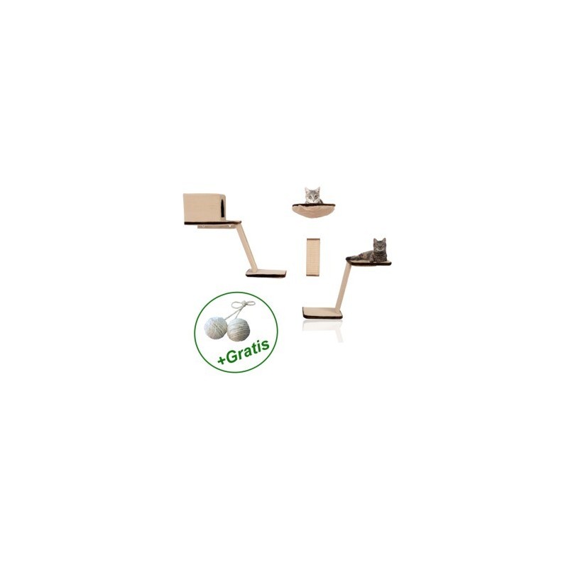Rohrschneider Katzen Kletterwand 8-teilig mit Gratis-Spielballset