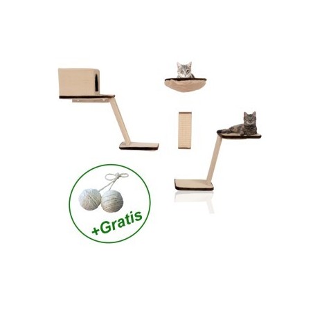 Rohrschneider Katzen Kletterwand 8-teilig mit Gratis-Spielballset